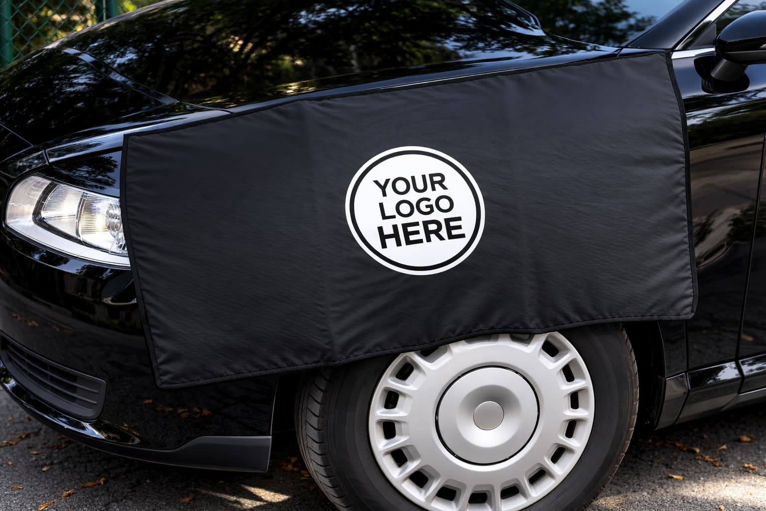 Wing cover draped over a vehicle fender